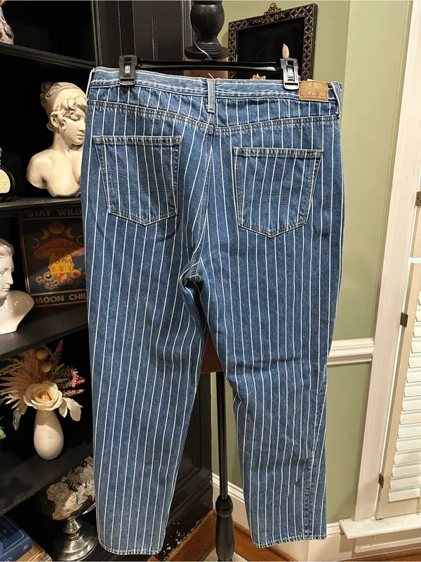 American Eagle Striped Mom Jeans – Distressed – Size 14 Long - Image 5