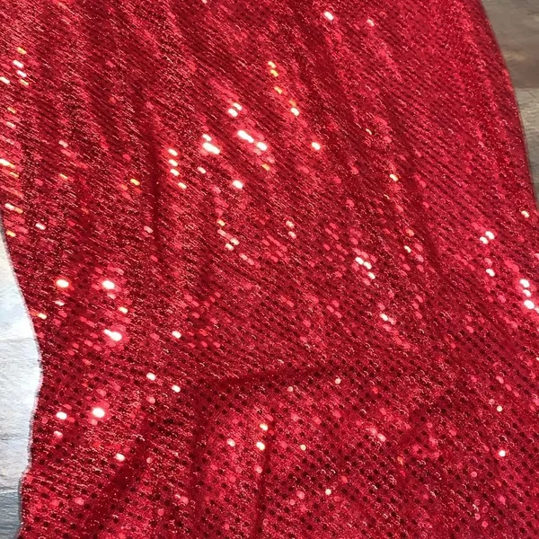 Sexy Retro Vintage 90s Red Sequin Floor Length Formal Gown Halter Neck Leg Slit - Image 16