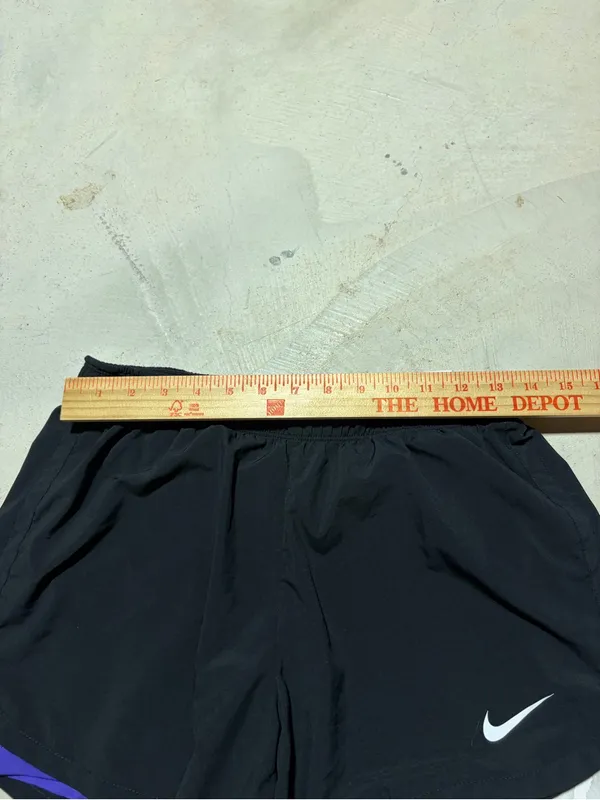 Nike Women’s Black Running Shorts with Purple lining medium - Image 2