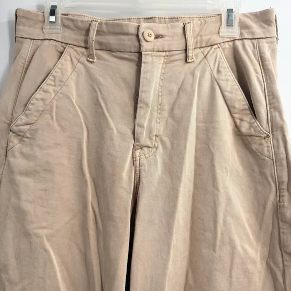 American Eagle Super High Rise Baggy Wide Leg Chino Pants Beige 6 Short - Image 2