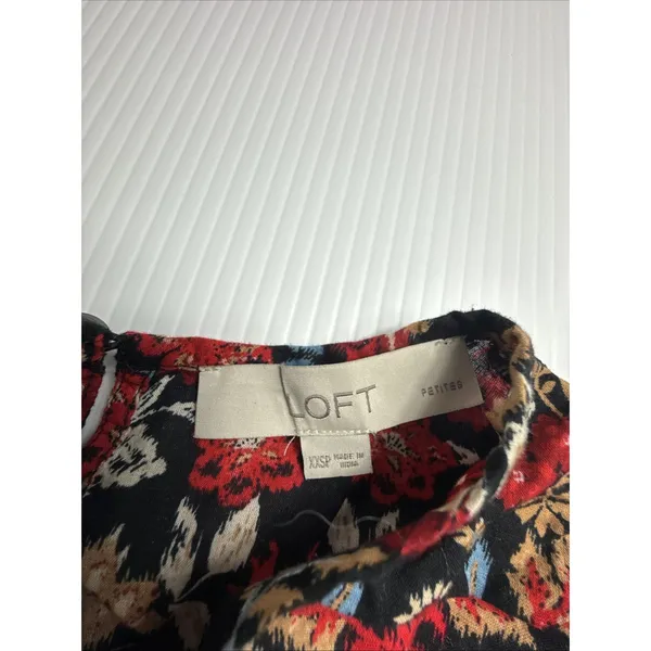 Ann Taylor Loft XXSP Top Floral‎ Print Stretch Long Sleeves Blouse Soft Crew - Image 2
