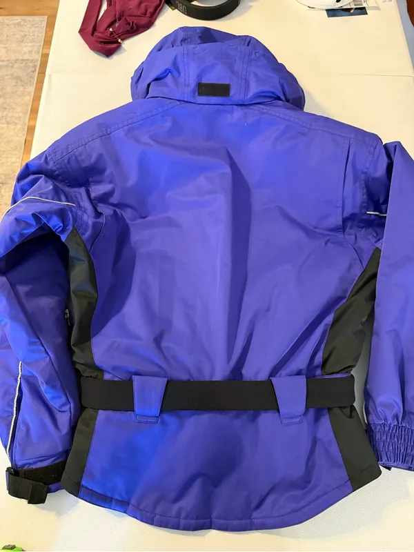 Obermeyer Ski Jacket Womens Sz10 Blue Hooded Full Zip Coat Windbreaker Insulated - Image 6