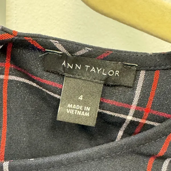 Ann Taylor Plaid Twist Front Sleeveless Blouse Top Size 4 Navy Red 506392 Career - Image 5