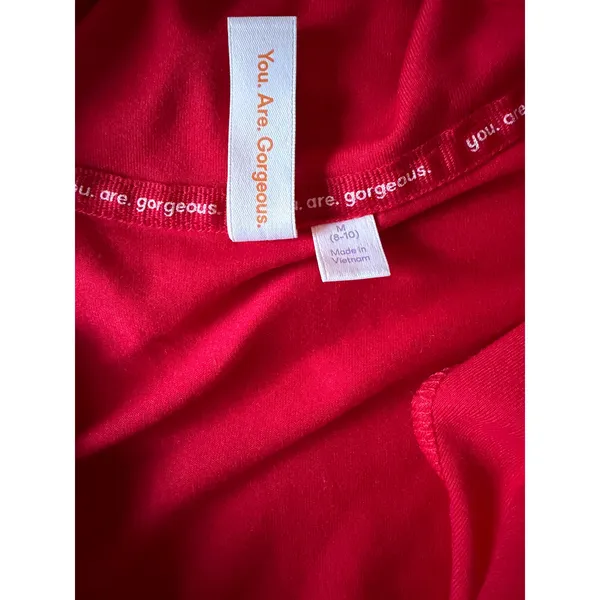 Red Button Front Nightgown Women's Medium Soft Pajama Sleep Shirt Pockets - Image 8