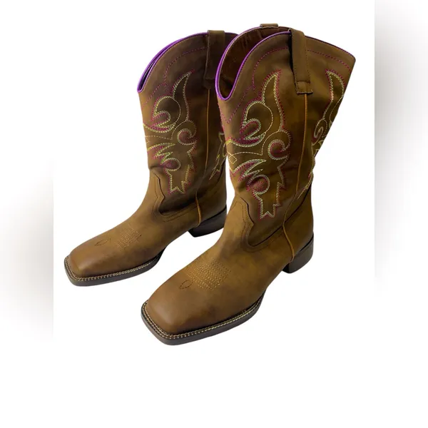 SheSole Women’s Size 10 Wide Brown Country Western Cowboy Boots Square Toe NIB - Image 3