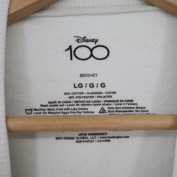 Disney 100 Mickey Minnie Mouse Anniversary Sweatshirt Cream Large - Image 2