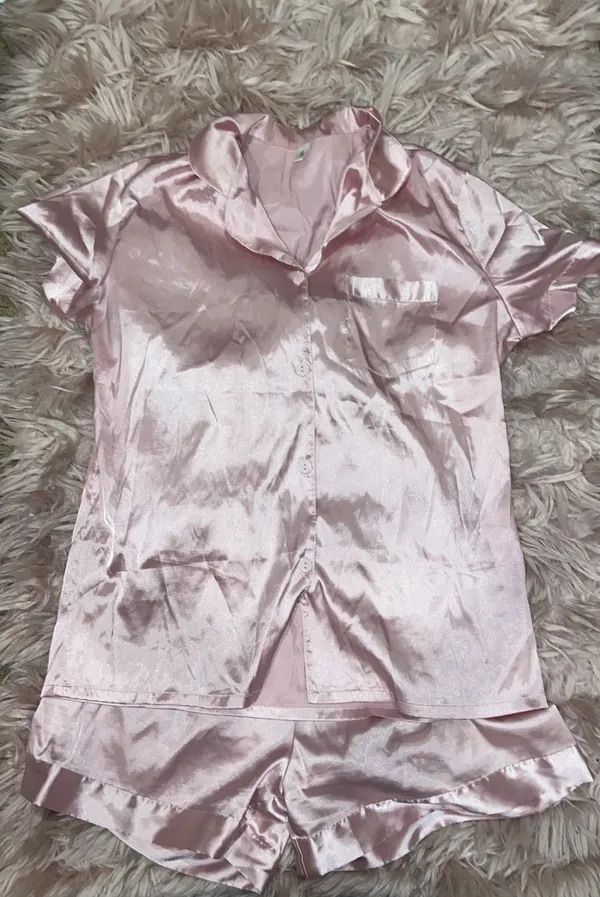 Silk Pajama Set Pink - Image 3