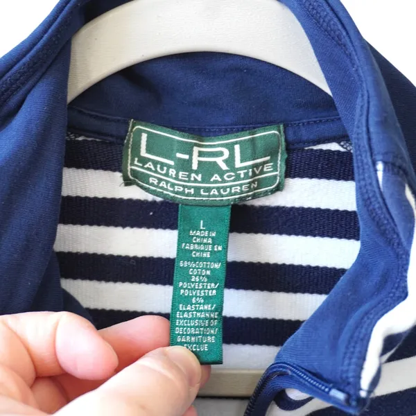 Lauren Active Ralph Lauren Navy White Striped Full Zip Track Jacket Womens Large - Image 4