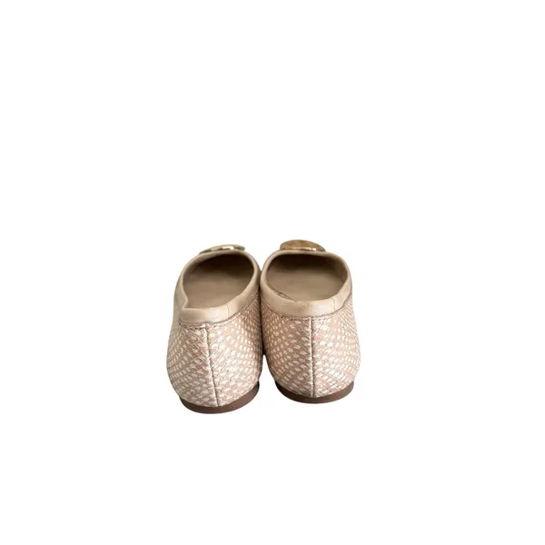 Tory Burch Reva Size 37 Beige Snake Print Leather Ballet Flats - Image 3