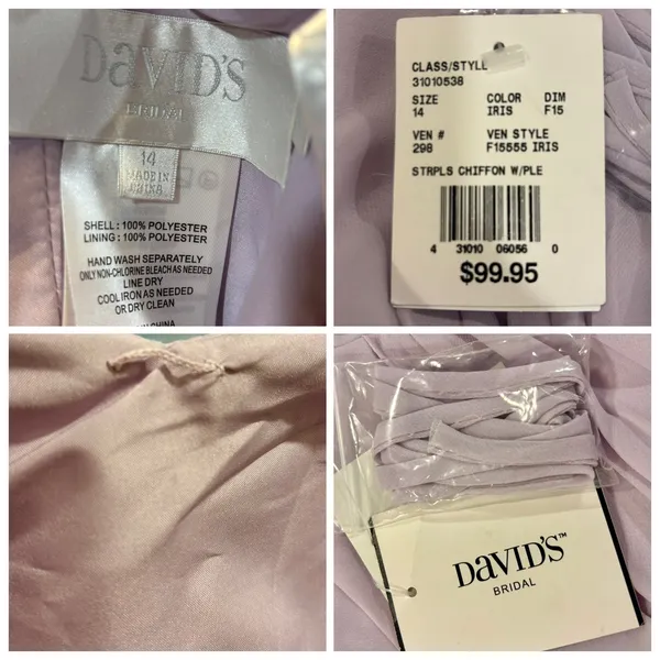 Flowy Iris Lavender Strapless Chiffon Wedding Guest HOCO David's Bridal 14 - Image 7