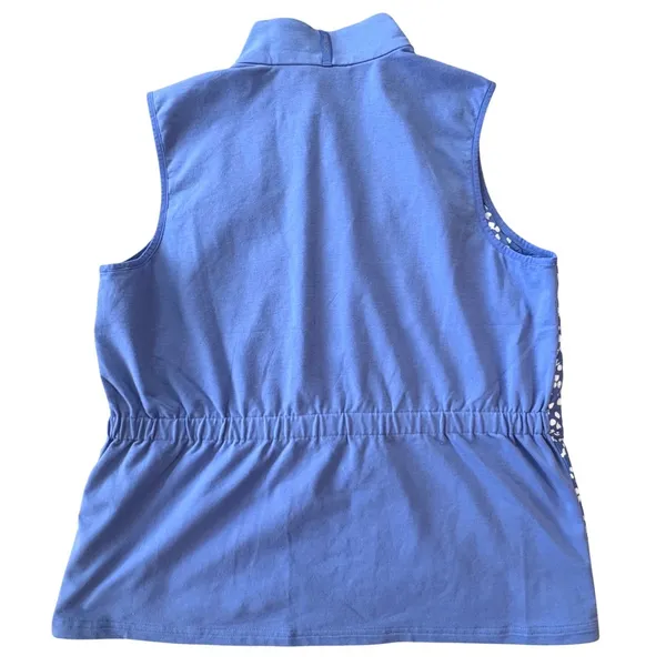 RLX Ralph Lauren Quilted Vest Womens M Pockets Blue Floral Print‎ Zip Puffer - Image 2