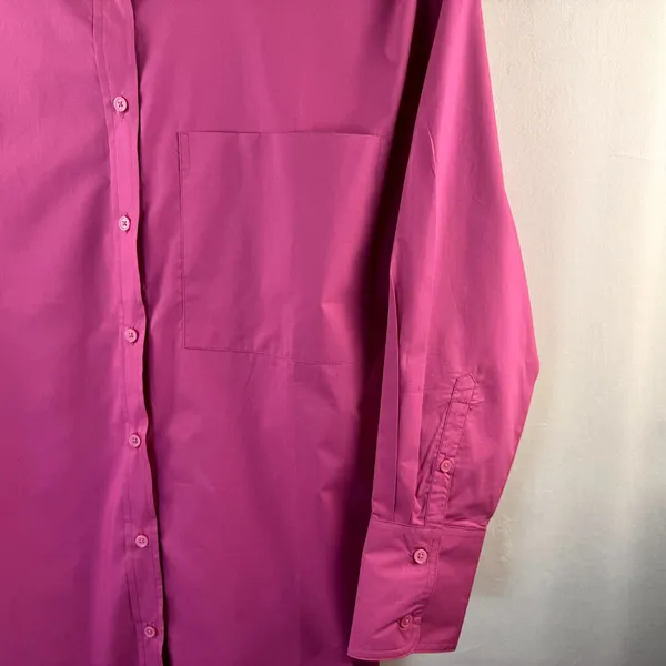 Banana Republic Blouse SZ XXL Oversized Long Sleeve Button Up Fucsia - Image 3