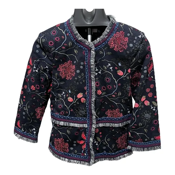 Ann Taylor Loft Primavera Fringe Trimmed Jacket size 2 - Image 3