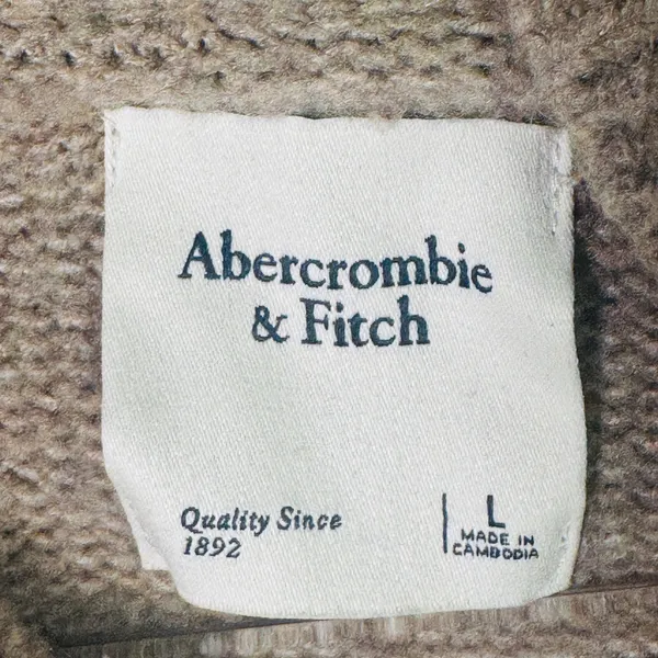Abercrombie & Fitch Mock Neck Sweater‎ Tan Beige Wool Blend Knit Large Oversized - Image 3