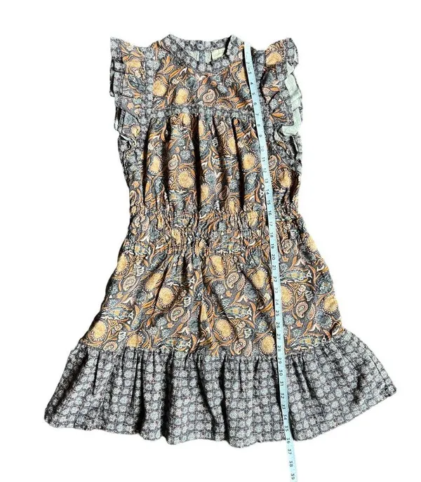 Universal Threads Linen Medium Sleeveless Dress Ruffled Paisley Cottagecore - Image 3