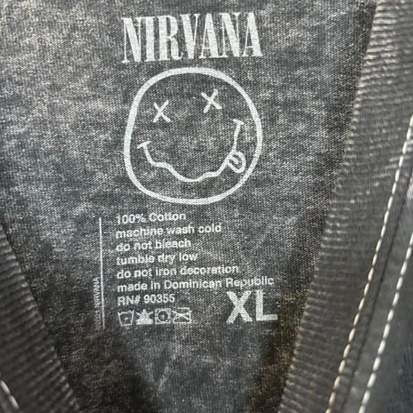 Nirvana Nevermind Dead Eye Smiley Grunge Acid Wash Tee XL - Image 4