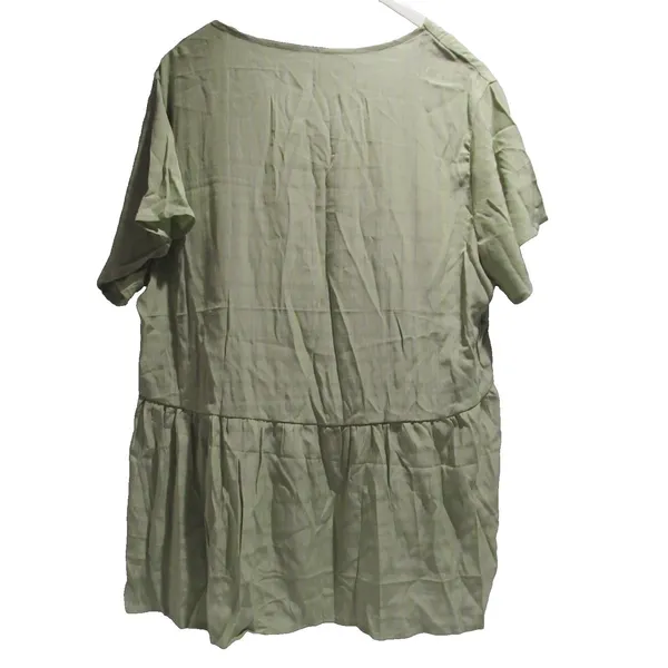JayGate Women’s Babydoll Peplum Blouse XXL NWT Light Green V-Neck Button Down - Image 7
