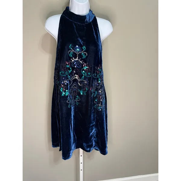 Free People Jill's Velvet Sequin Swing Mini Dress Whimsigoth M‎ Romantic Gothic - Image 3