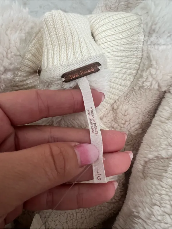 NWT Free People Ivory Cable Knit Sweatshirt Size Large $128 - Image 5