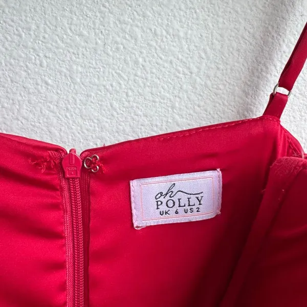 Oh Polly Lace Bustier Corset Mini Ruched Dress Fire Red Size US 2 / XS - Image 7