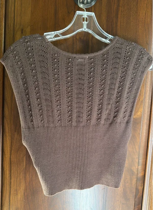 Free People Intimately brown knit sweater cropped top vest S - Image 3