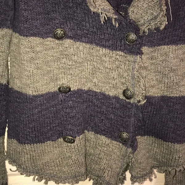 Free People Distressed Cotton Cardigan Sweater‎ - Image 3