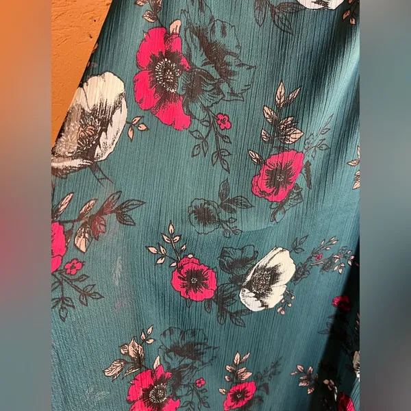 Mudd Floral Teal Spaghetti Strap Tank mini dress XL - Image 2