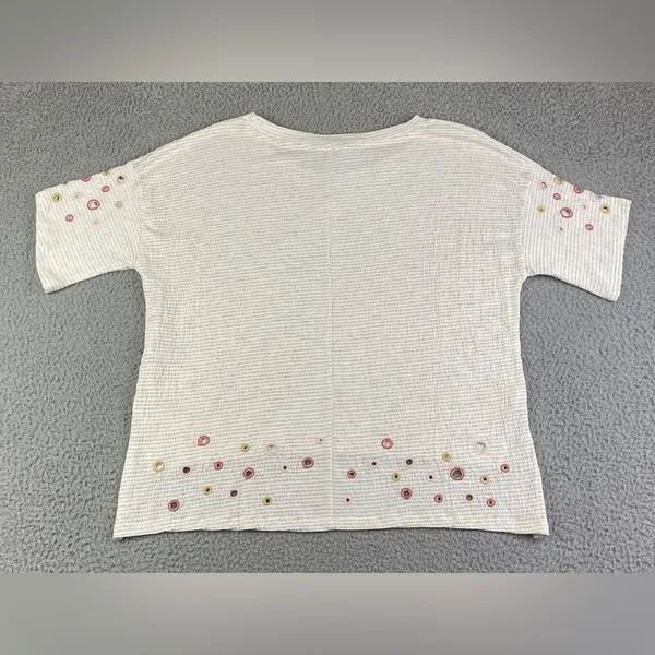 Anthropologie Postmark Catina circle stripe Eyelet Top Boho Cottagecore size M - Image 9