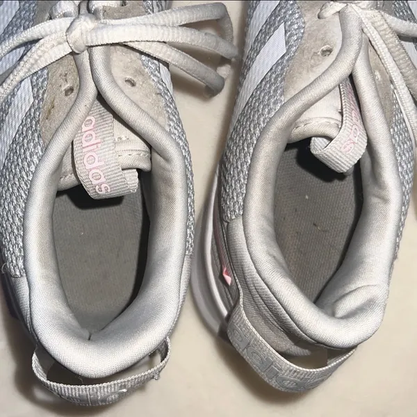 Adidas Cloudfoam Pure‎ Sneakers Women’s Size 4– Gray & White with Pink Accents - Image 10