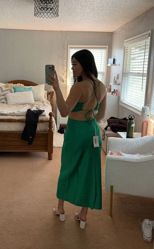 Billy J Boutique Charis Slip Midi Dress Emerald - Image 2