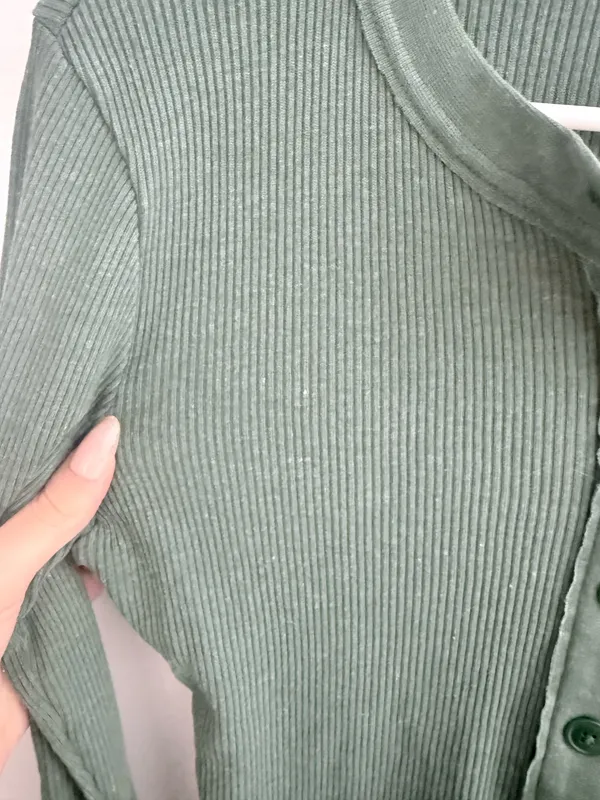 Aerie Ribbed Long Sleeve Top Green - Image 4