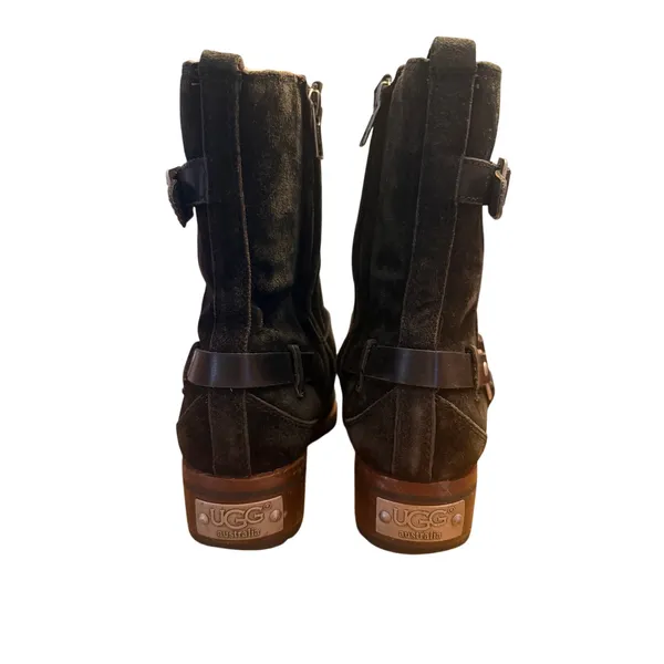 UGG Endell Harness Biker Shearling Boots Women’s Size 7.5 Black Suede Moto 5604 - Image 7
