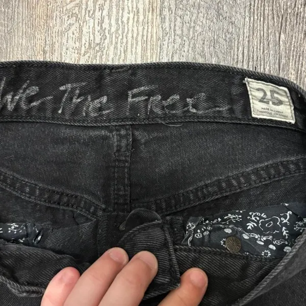 Vintage We The‎ Free Black denim shorts with frayed hem and distressing - Image 2