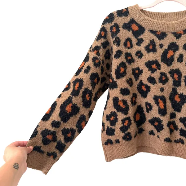 ASTR THE LABEL‎ Leopard Crewneck Sweater Brown Small - Image 4