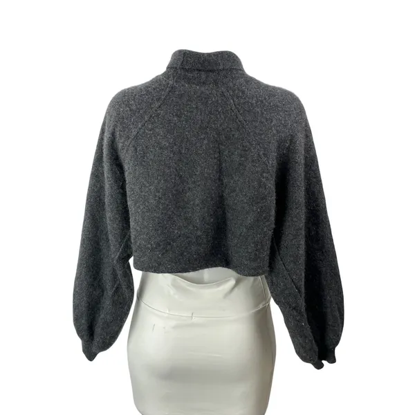 Free People Women's Dark Gray 100% Cashmere Turtleneck Cropped Sweater Top S - Image 3