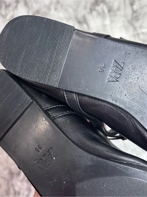 Zara Black Leather Mary Jane Loafers Gold Buckles size 38 NWT New casual - Image 7