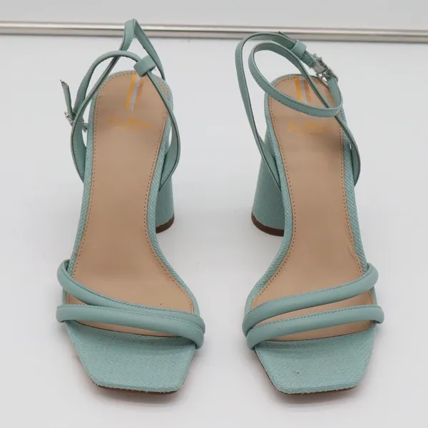 Sam Edelman Sandals Womens 8 Strappy Block Heel Blue Square Toe Textured Good - Image 4