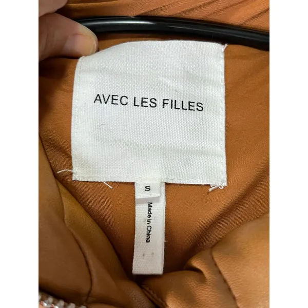 Avec Les Filles Over Sized Faux Leather Puffer Coat Cognac Brown S Anthropologie - Image 5