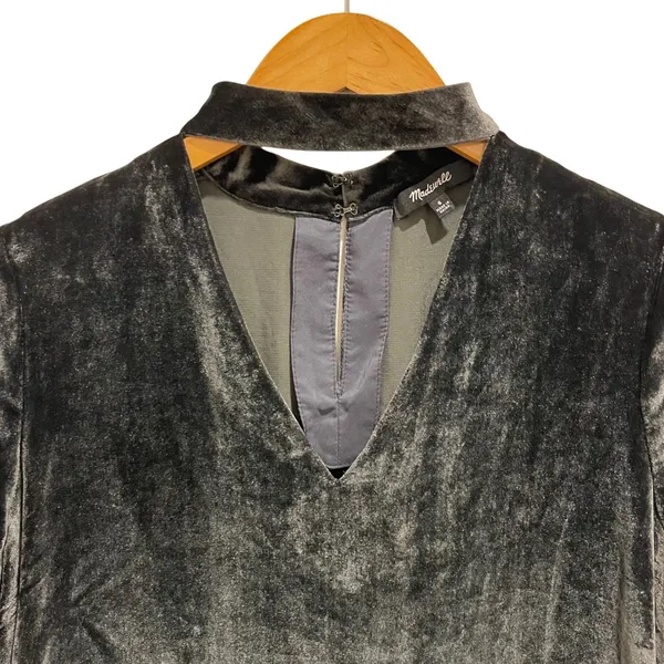 Madewell Velvet Choker V Neck Short Sleeve‎ Top Women Size S Black - Image 4