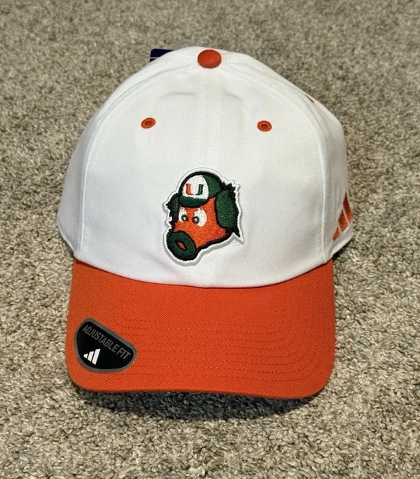 Adidas Miami hurricanes manic white and orange adjustable slouch hat - Image 2