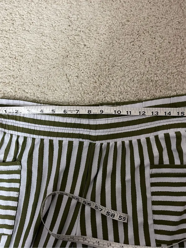 AnyBody Olive Green & White Vertical Stripe Straight Leg Pants - Image 3