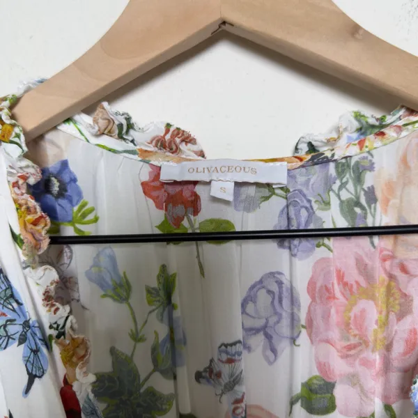 Olivaceous Women Babydoll Dress Small White Floral Butterfly Garden‎ Wedding - Image 4