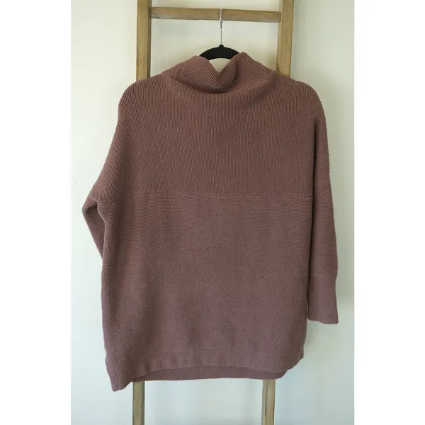 Free People Women's Ottoman Slouchy Mock Neck Tunic Sweater Mauve Size Small - Image 5