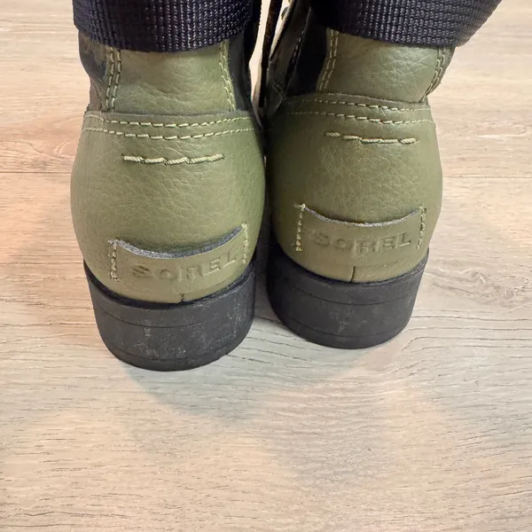Sorel Emelie Conquest Olive Green Camo Lace Up Zip‎ Combat Boots Size 5 - Image 6