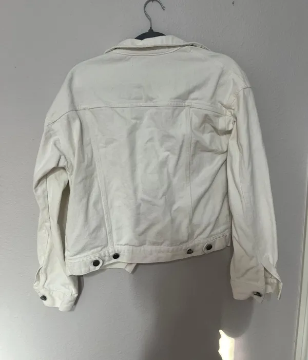 White Denim Jean Jacket Size M - Image 2