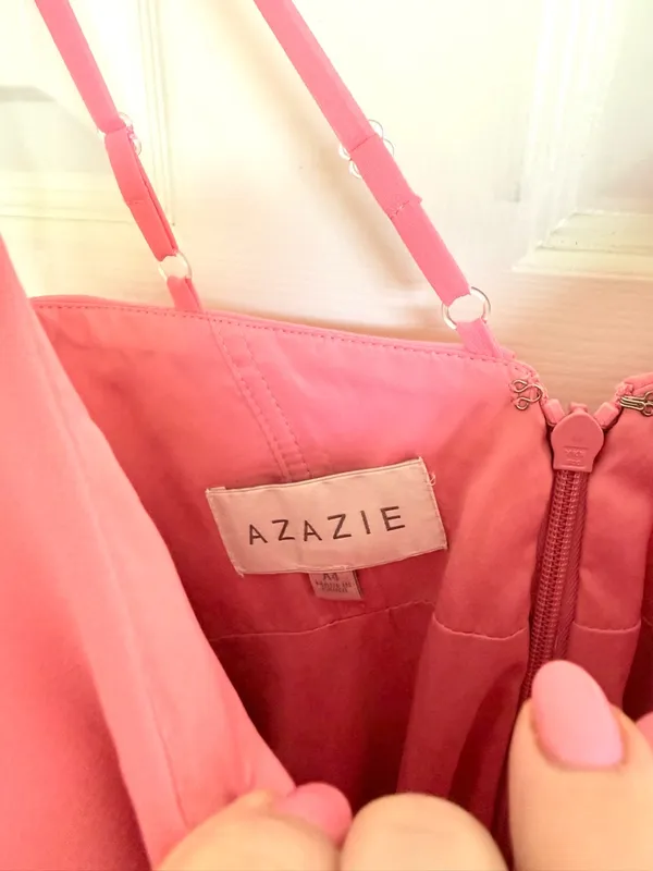 Azazie Desiree Flamingo Pink Bridesmaid Maxi Dress 4 NWT - Image 9