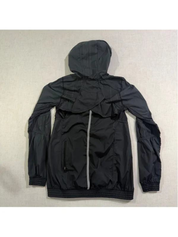 Lululemon Women’s 4 Black Half Zip Hooded Running Windbreaker Pullover Jacket - Image 8