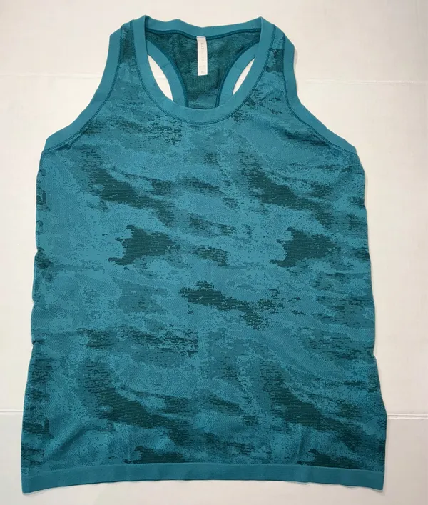 Athleta Momentum Camo Racerback Tank Top Seamless Dark Surf Teal - Image 3