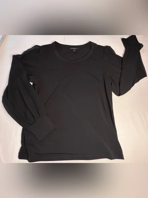 Banana Republic Black Sheer Sleeve Blouse Women’s Small Long Sleeve Top - Image 9