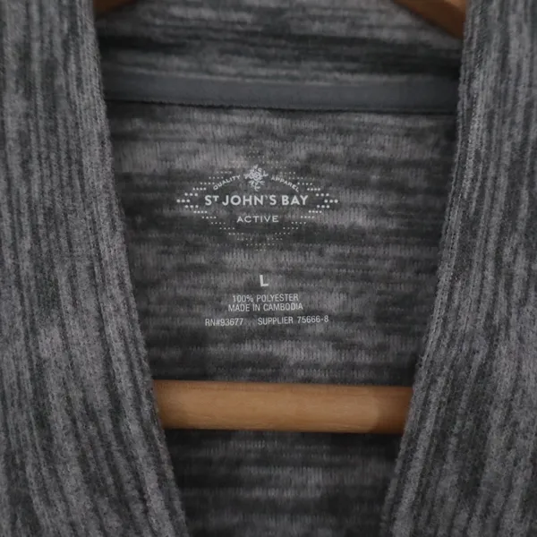 St. Johns Bay Pullover Womens L Active Space Dye Gray Thumbhole Excellent - Image 2
